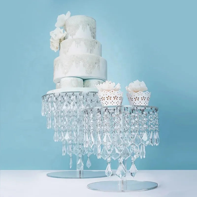 tier round crystal large bling acrylic cake stand set for wedding beaded glass party cup cake stand decorating supplies