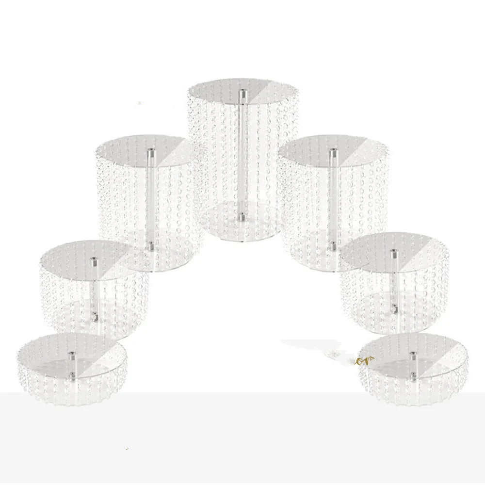 Sparkling Crystal clear garland chandelier wedding cake stand 9pcs/set birthday party supplies decorations for table centerpiece