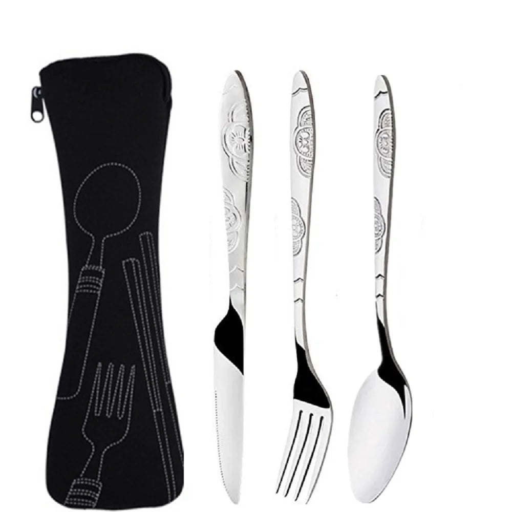 Picnic Set Tableware Washable with Zipper Travel Cutlery Kit Case Portable Pouch for Dinner Household Tool Travel Camping Spoon