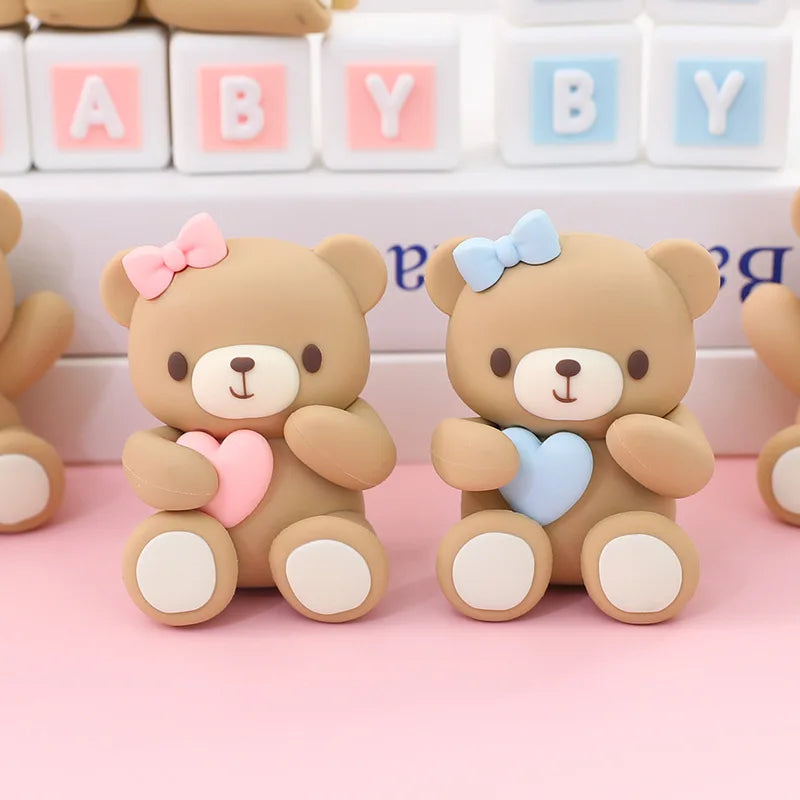 Pink Blue Bear Cake Topper Baby Shower Boy Girl Birthday Party Cake Decor Adult Birthday Gifts Wedding Cake Decorating Baking
