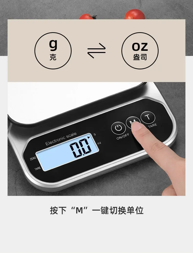 Household kitchen electronic Small kitchen Portable electronic scale Charging baking Food scale Ingredients