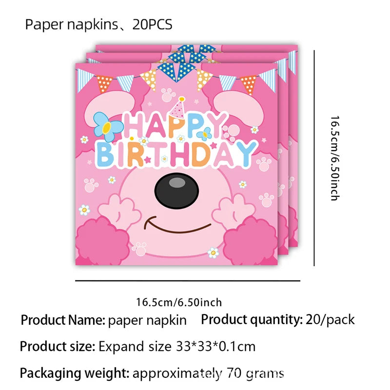 Cartoon Animation Bluey Theme Birthday Party Supplie Disposable Tableware Paper Plate Paper Cup Tissues Baby Shower Decor Supply