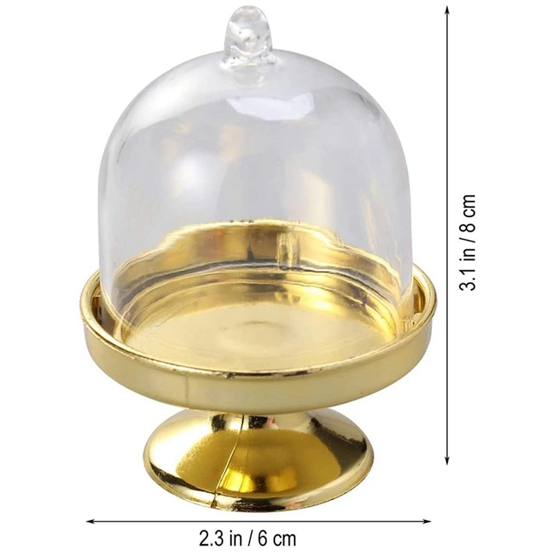 72-Piece Mini Cake Stand Chocolate Cake Candy Display Board With Lid For Birthday And Wedding Supplies (Golden Base)