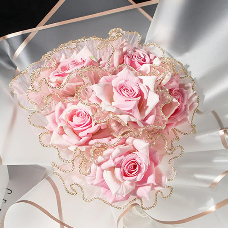 28cmx400cm Flower Wrapping Paper Pearl Wave Yarn Lace Mesh Florist Bouquet Valentine&