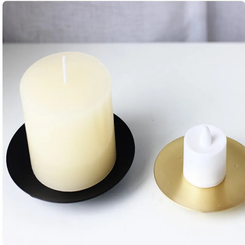 7/9/11cm Iron Plate Candle Holder Decorative Iron Pillar Candle Plate Pedestal Candle Stand for Wax Candles Spa Birthday Party