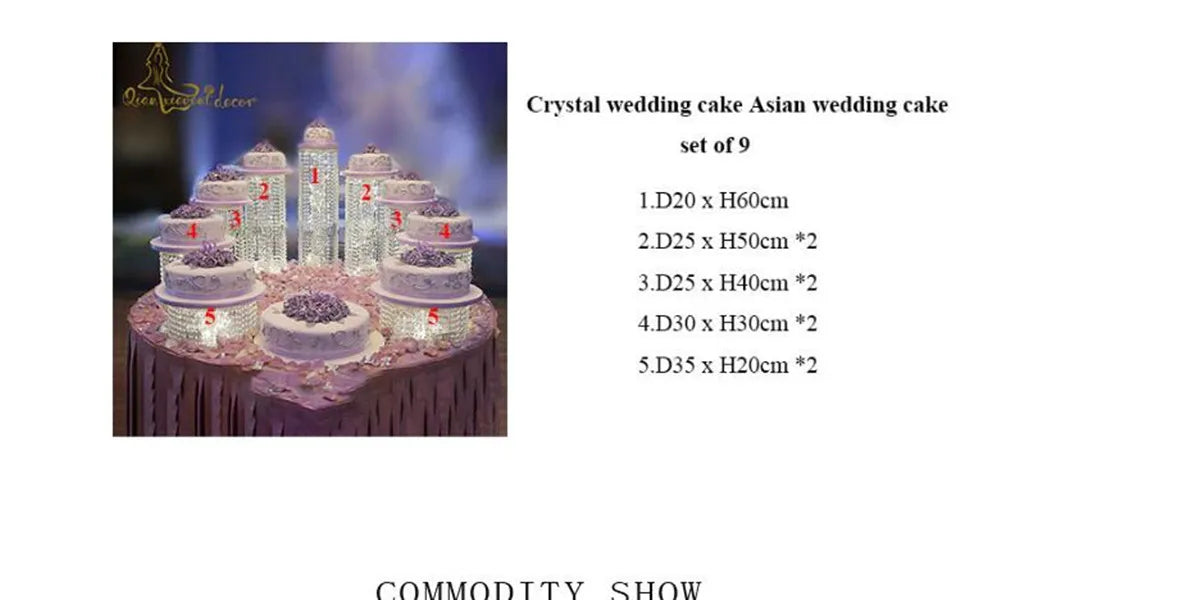 Sparkling Crystal clear garland chandelier wedding cake stand 9pcs/set birthday party supplies decorations for table centerpiece