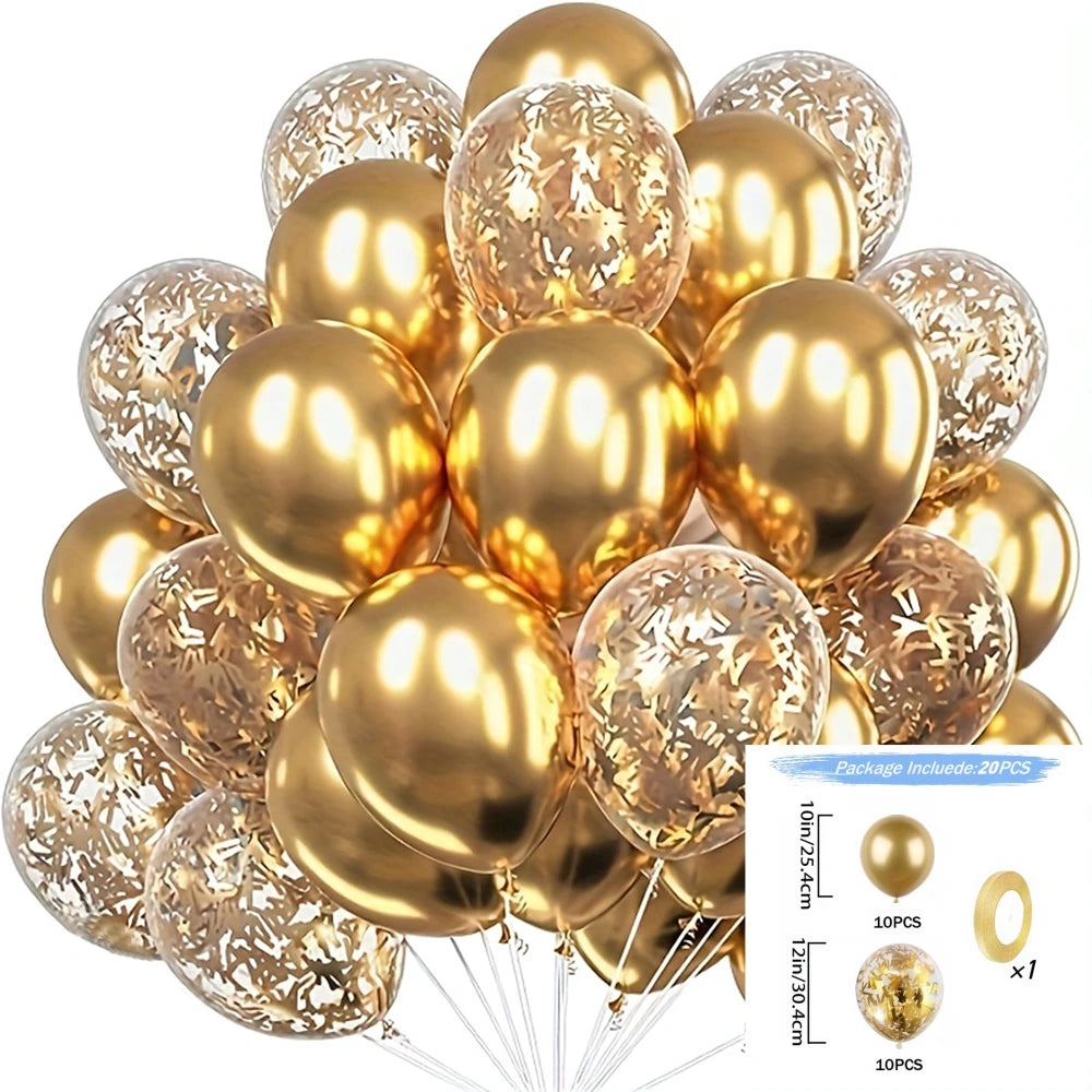 16pcs Black Metallic Sequin Balloons – Party Decorations for Birthday, Wedding & Graduation