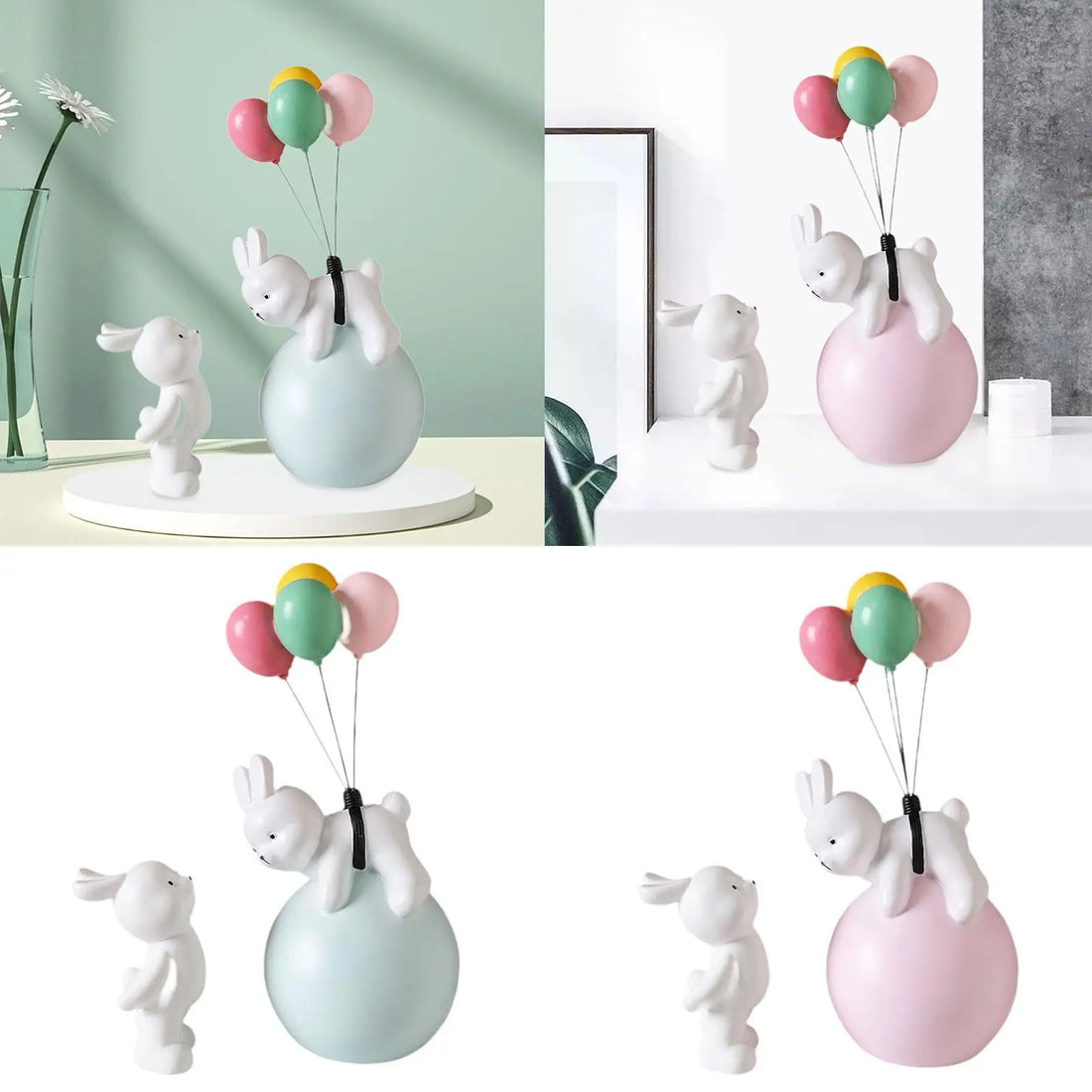 Balloon Bunny Figurine, Funny Tabletop Ornaments for Living Room TV Stand Bookshelf Arrangement Desktop