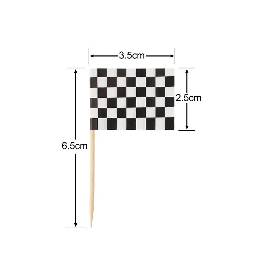 Racing car cake topper Black white plaid birthday supplies Chess Motorcycle Checkered Flags baby shower party favors for Boys