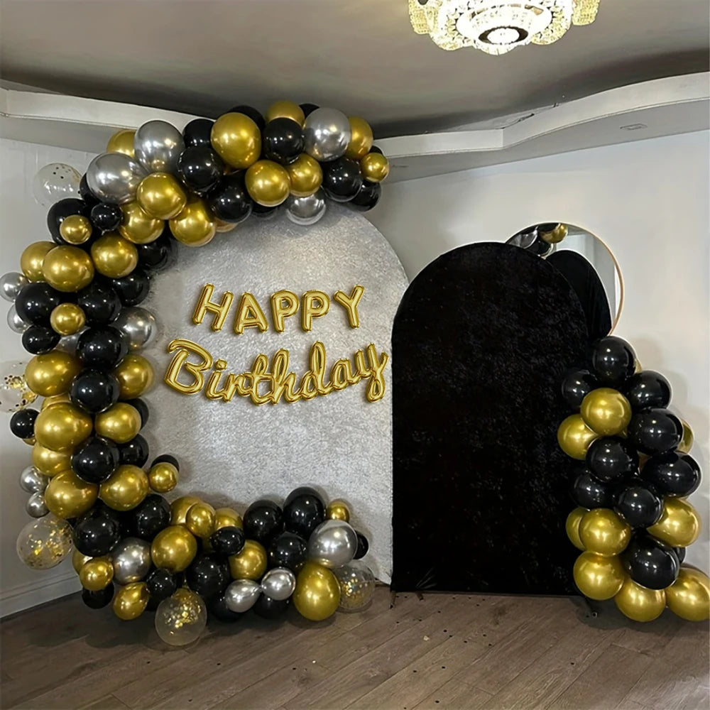 16pcs Black and Metallic Gold Balloons for Birthday Wedding Graduation Party Decorations