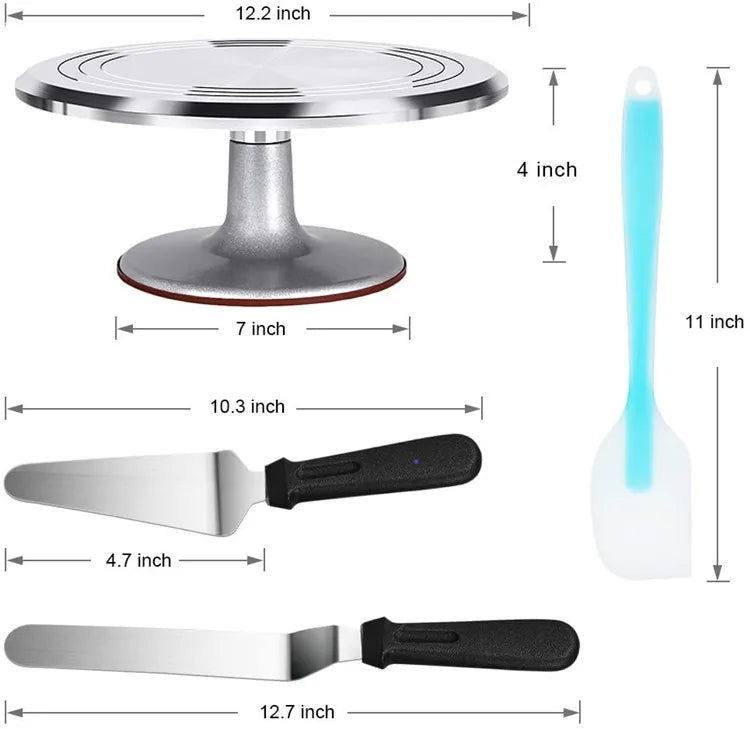 Stainless Steel Spatula Kits Supplies Decorating Cake Tool Set Cake Turntable for Cake Decoration Baking Accessories