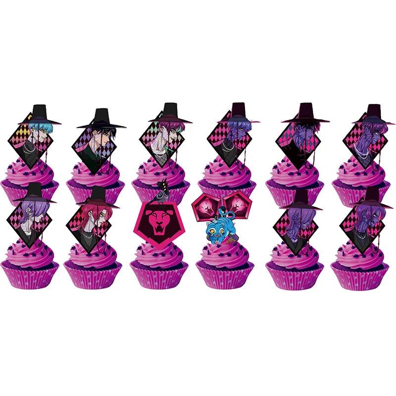 Demon Hunters Paper Cupcakes Topper Decor Birthday Cake Topper Set K-pop Anime Movie Demon Hunters Girls Party Cake Decoration