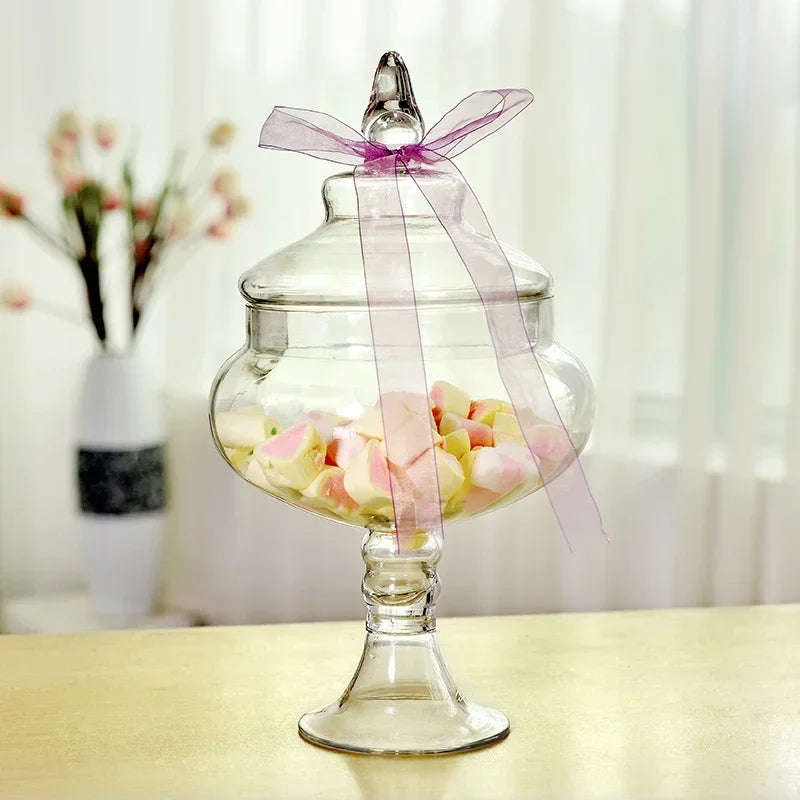 European candy jars transparent Glass bottles lid storage dust-proof cake stand dessert tea caddy wedding vase Decor supplies