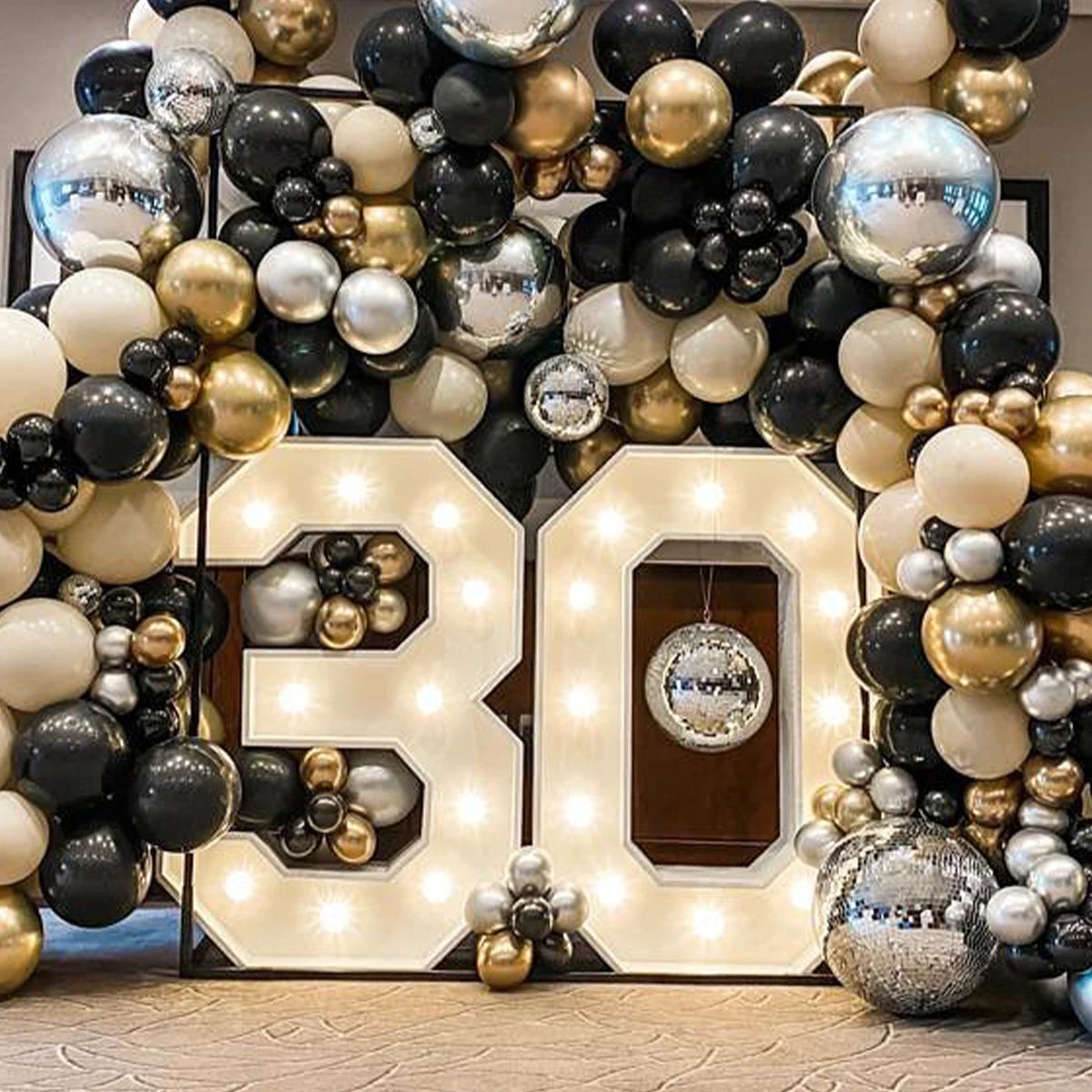 91.5cm Giant Number Balloon Mosaic Frame – Light-Up Marquee Box for Birthday Party Decoration