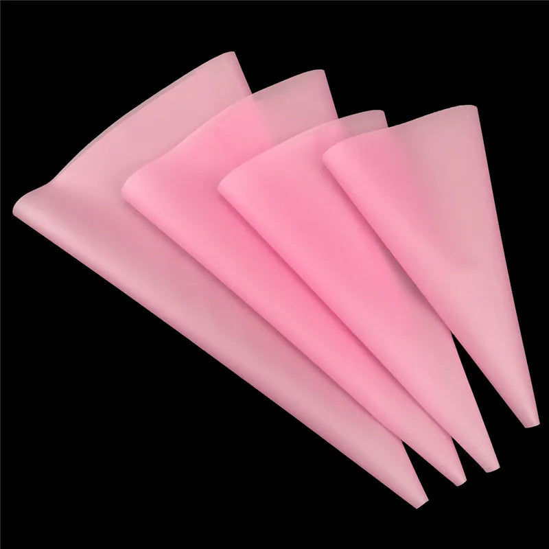 4pcs Silicone Piping Bags with Nozzles – Reusable Icing Bags for Cake Decorating & Pastry Cream