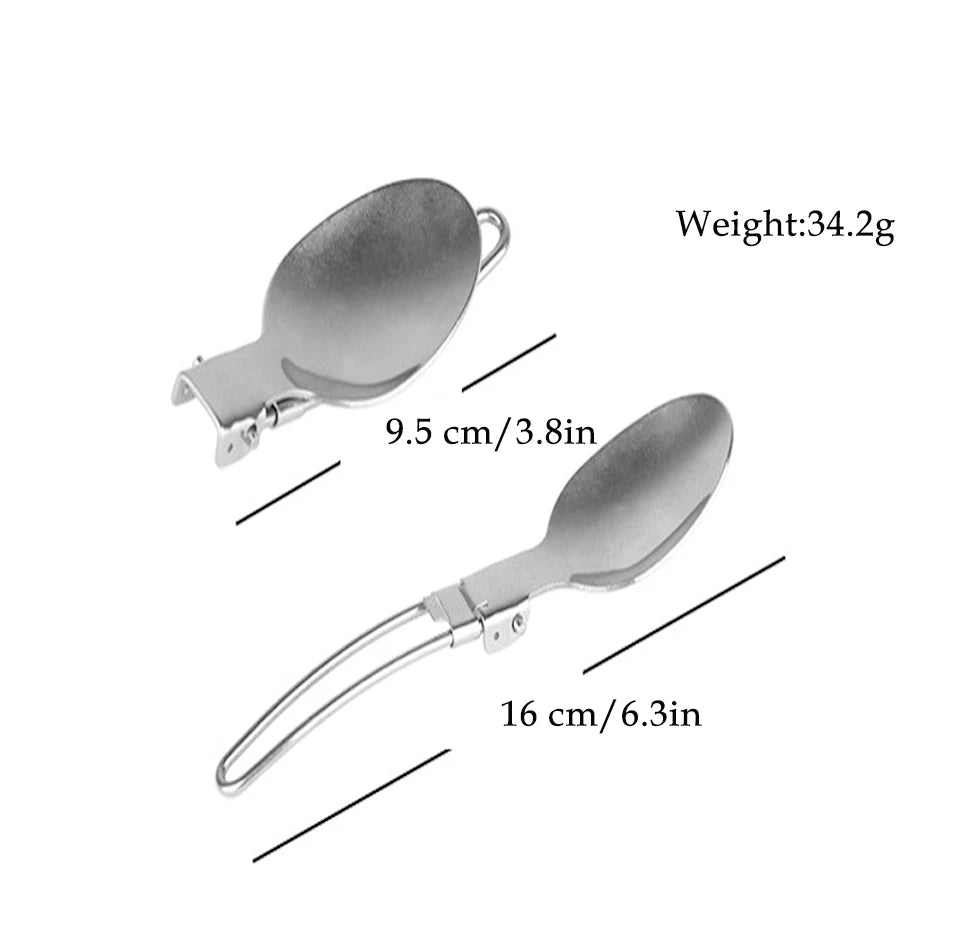 Camping Fork Spoon Outdoor Tableware Foldable Ultralight Stainless Steel Set Of Dishes For Camping Outdoor Cooking