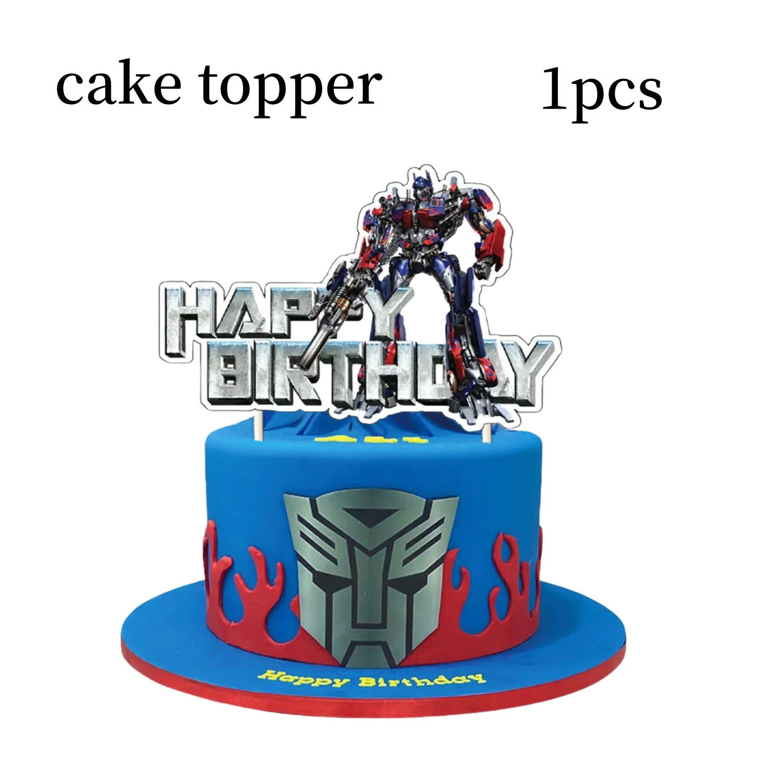 Transformation Cake Topper Birthday Decor Bumblebee Cake Decor Flag Baby Shower Optimus Baking DIY Supplies Kid Boys Favors Gift