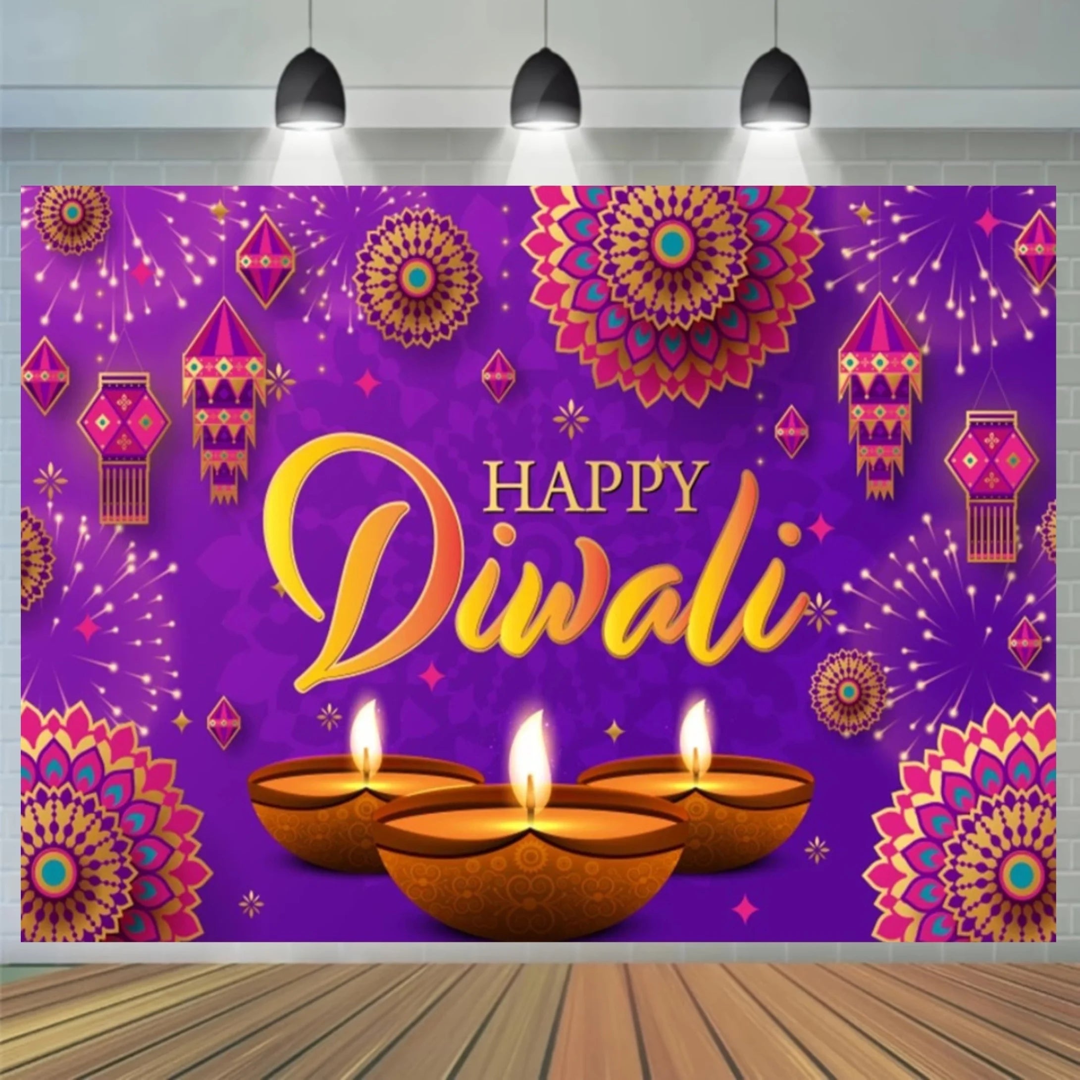 Happy Diwali Celebration Banner - Indian festive light and candle photography background, party decoration