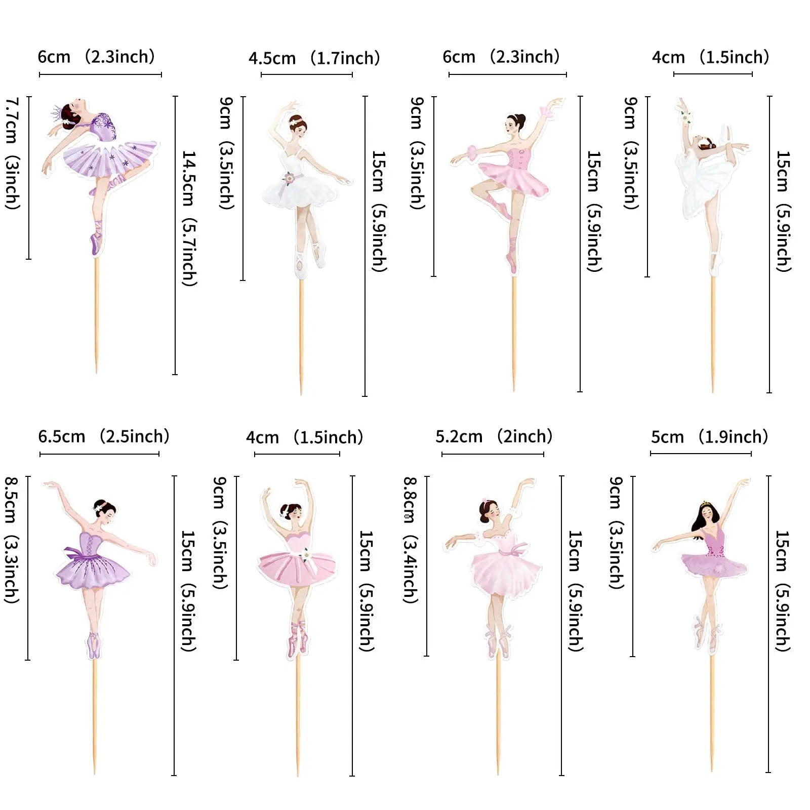Ballet Cake Decoraitons Ballerina Cupcake Topper For Girl Happy Birthday Supplies Dancing Theme Party Decorations Cake Deors