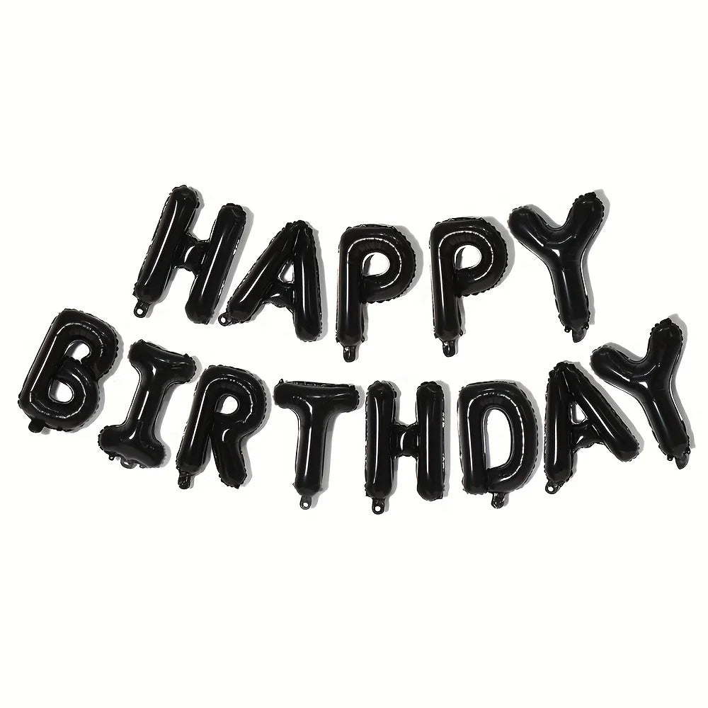 13pcs Rose Gold Happy Birthday Balloons – Letter Foil Balloon Decoration Set