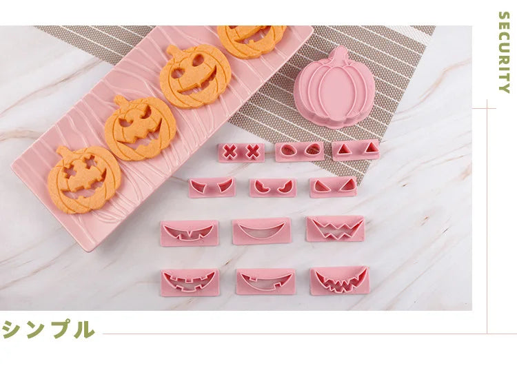 Halloween Cookie Mold Cartoon Pumpkin Head Baking Fondant Household 3D Stamp Hollow DIY Face Food Making Children Birthday Gifts