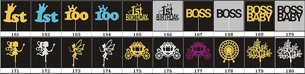 10 Pcs / Bag Gold Silver English Happy Birthday Cake Toppers Birthday Party Decorations Baking DIY Accessories
