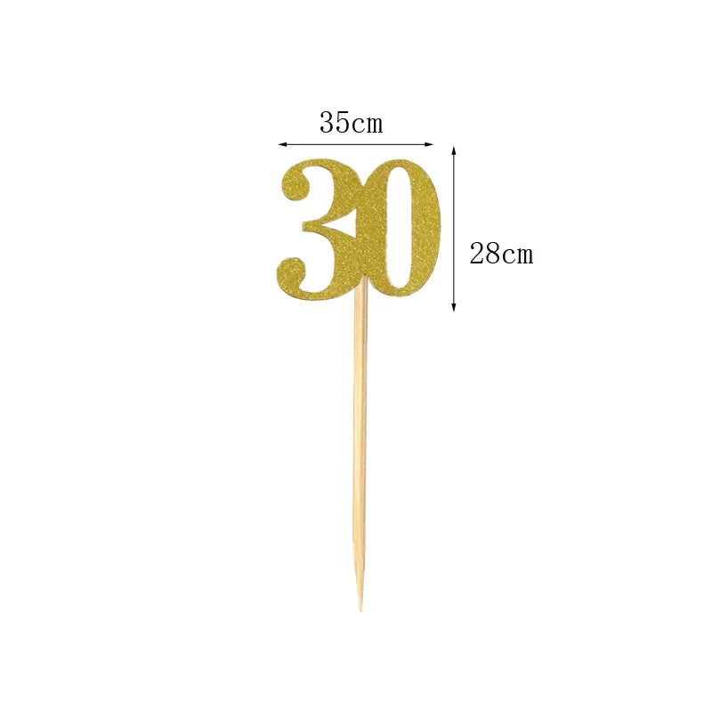 10pcs 30 40 50 60 Years Old Cupcake Toppers Adult Birtday Anniversary Party Decoration 30th 40th 50th 60th Dessert Cake Supplies