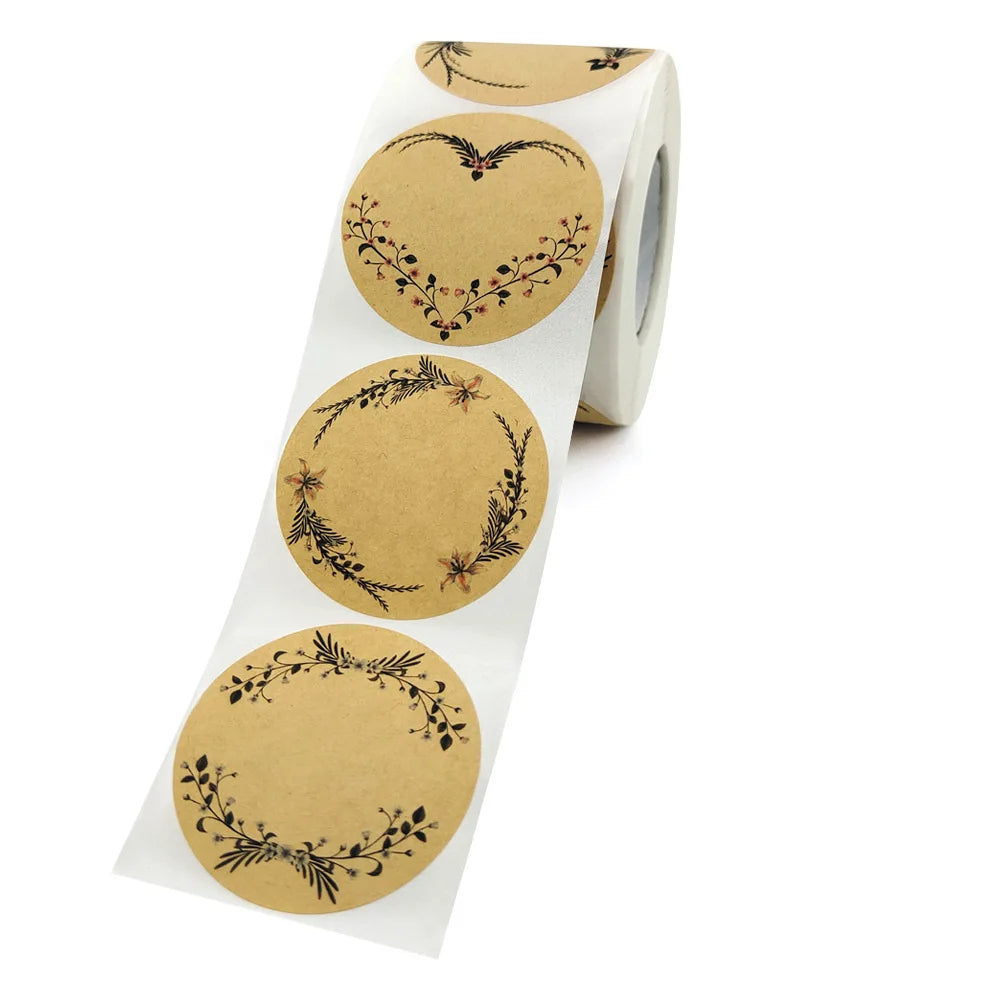 50–500pcs 2-Inch Kraft Paper Flower Thank You Stickers – Labels for Gift Packaging, Baking & Small Business Use