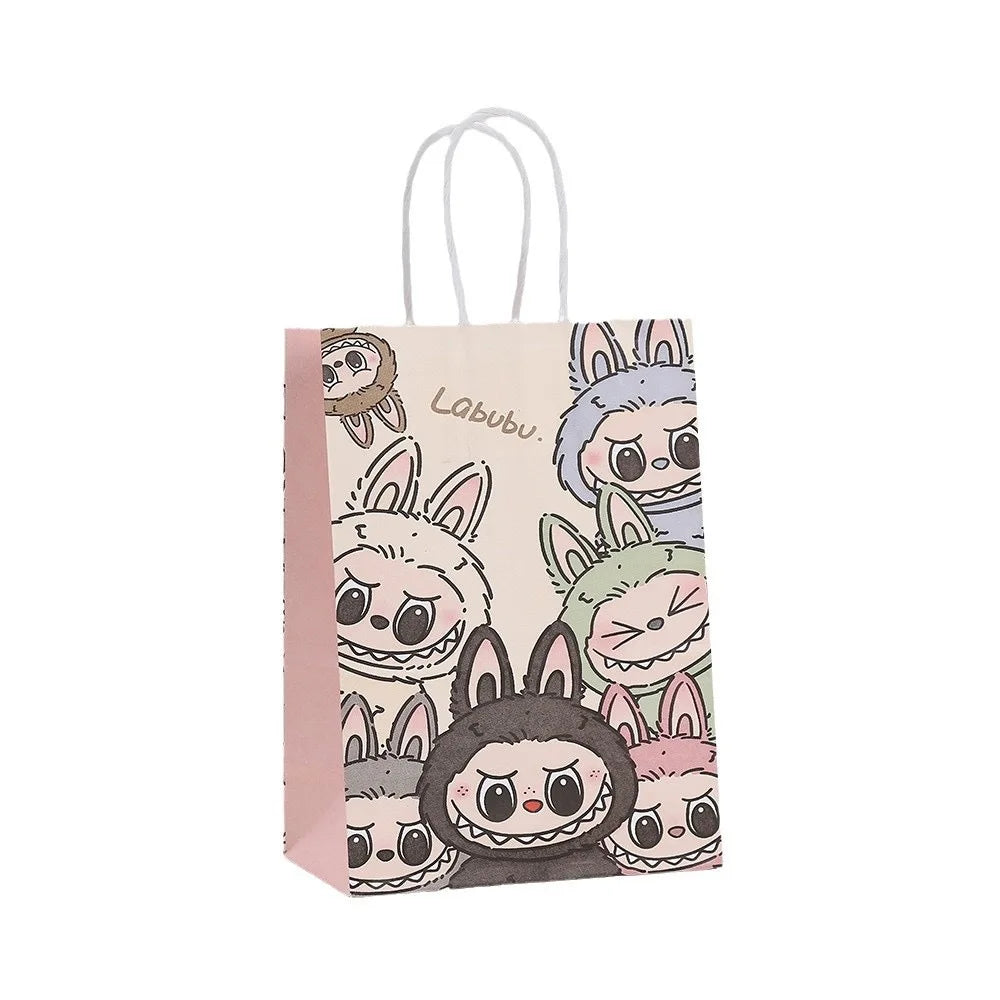 Cartoon Labubu Gift Bag Candy Snacks Birthday Gift Bag 10 Pack Gift Baking Shopping Portable Paper Bag
