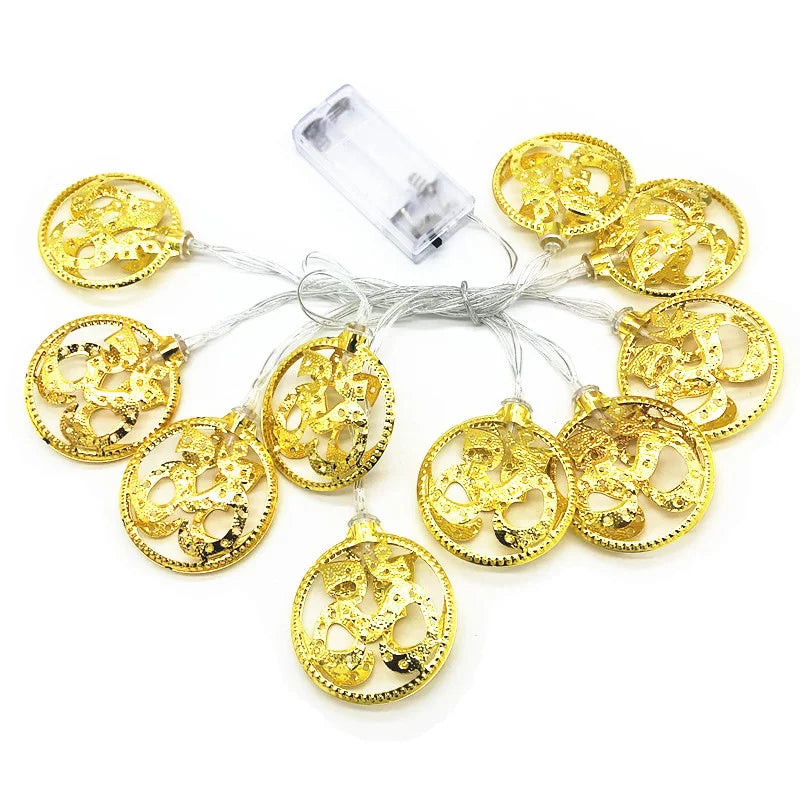 Mini LED String Light Gold AUM OM Lakshmi Ganesha String Light for Deepavali Diwali Party Decoration Festival Golden String Lamp