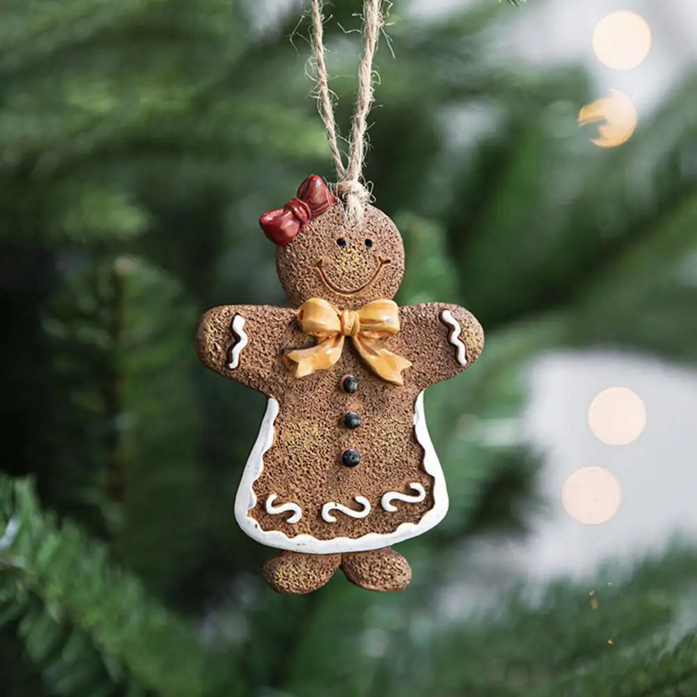 Resin Christmas Ornaments Festive Tree Ornaments Adorable Christmas Resin Gingerbread Man Ornament Festive Xmas Tree Decoration