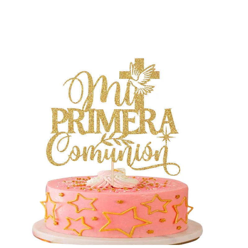 1PC My first communion cake topper in Spanish,used for God&