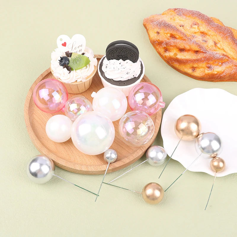 6Pcs/set Cake Ball Plug-ins Birthday Party Ball Cake Topper Creative Fruit Dessert Decor Insert Card Dessert Decoration Supplies