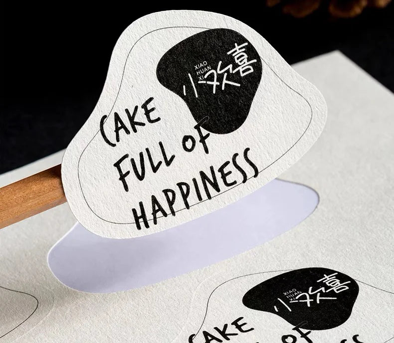 Custom Rough Texture Label Aesthetic Adhesive Stickers Personalized Logo Text Coffee Cake Baking Gift Packaging Product Sealing