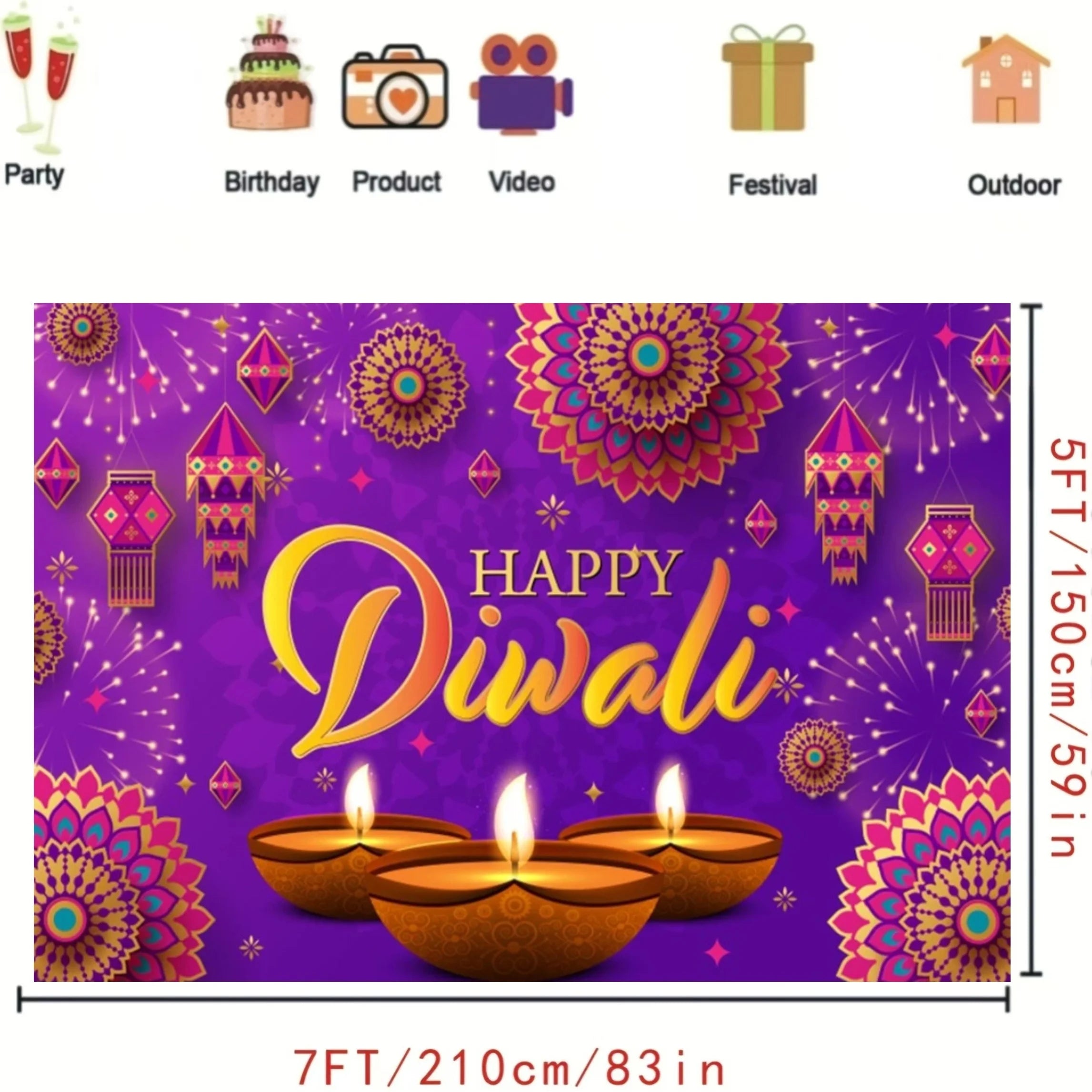 Happy Diwali Celebration Banner - Indian festive light and candle photography background, party decoration