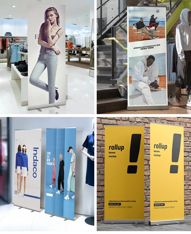 Custom Roll Up Banner Stand Flag Poster Screen 80*200cm High Quality Aluminum Alloy With Graphic Free design Cover