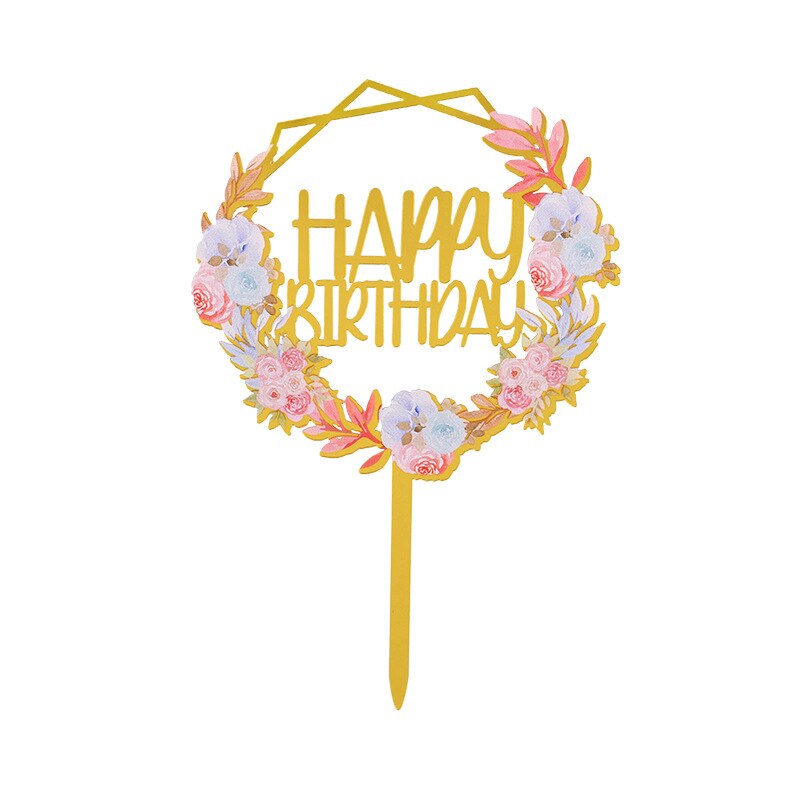 Happy Birthday Cake Topper Gold Acrylic Cake Topper decoration Wedding Party Baking DIY Dessert Cake Decor