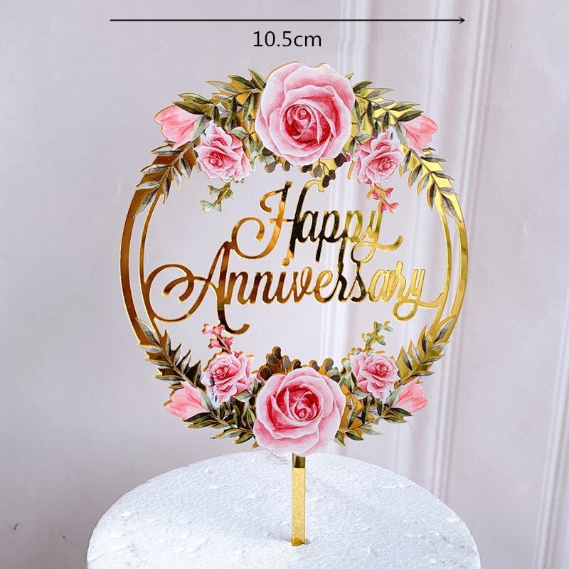 Happy Birthday Cake Topper Gold Acrylic Cake Topper decoration Wedding Party Baking DIY Dessert Cake Decor