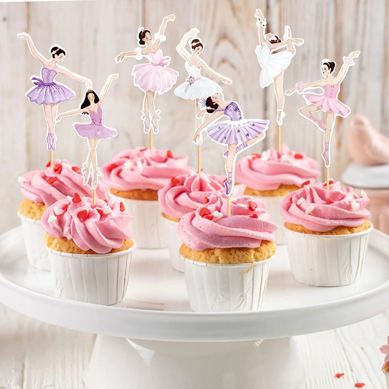 Ballet Cake Decoraitons Ballerina Cupcake Topper For Girl Happy Birthday Supplies Dancing Theme Party Decorations Cake Deors