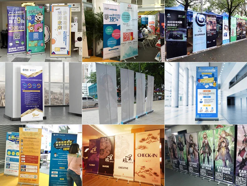 Custom Roll Up Banner Stand Flag Poster Screen 80*200cm High Quality Aluminum Alloy With Graphic Free design Cover