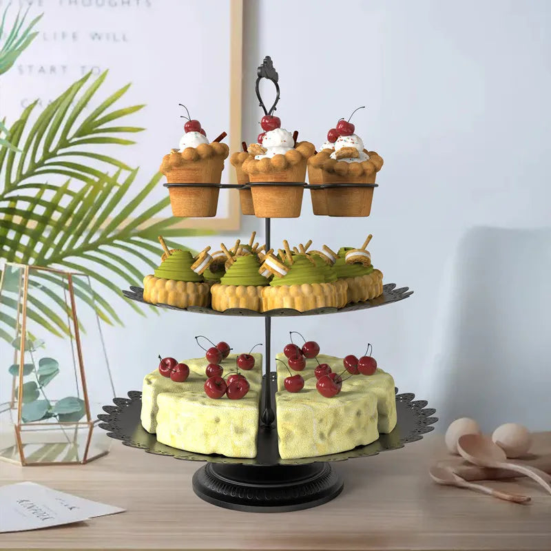 Metal Cake Plate Stand, 3 Layers, Desserts, Cheese, Candy Display Rack Holder, Birthday Party Banquet Supplies, Biscuits, Fruit