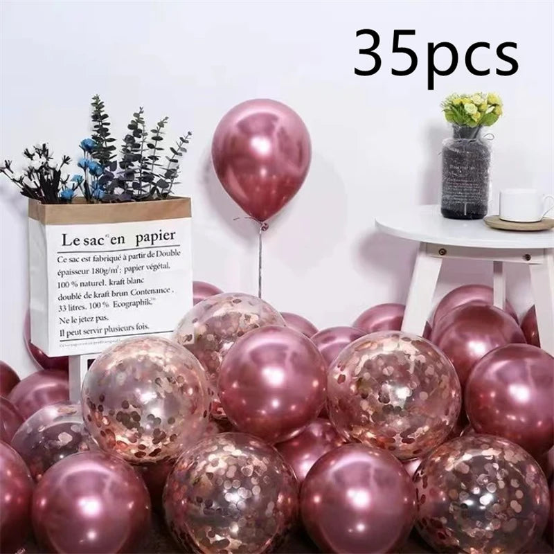16pcs Black Metallic Sequin Balloons – Party Decorations for Birthday, Wedding & Graduation