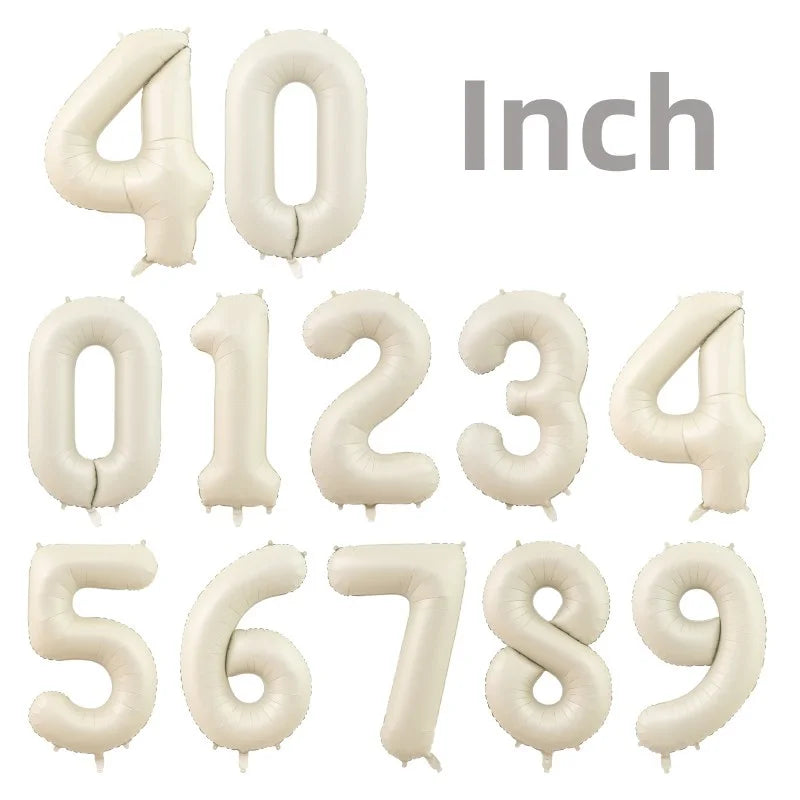 32/40Inch Cream Color Number Balloons 1-9 Large Digital Foil Helium Ball Girl Kids Adult Happy Birthday Party Decoration Wedding