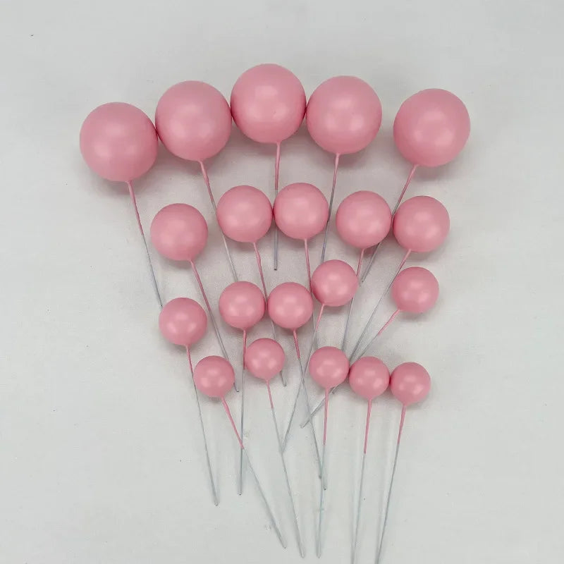 20pcs Gold & Silver Cake Toppers – Happy Birthday Ball Picks for Cupcakes, Wedding & Christmas Decorations