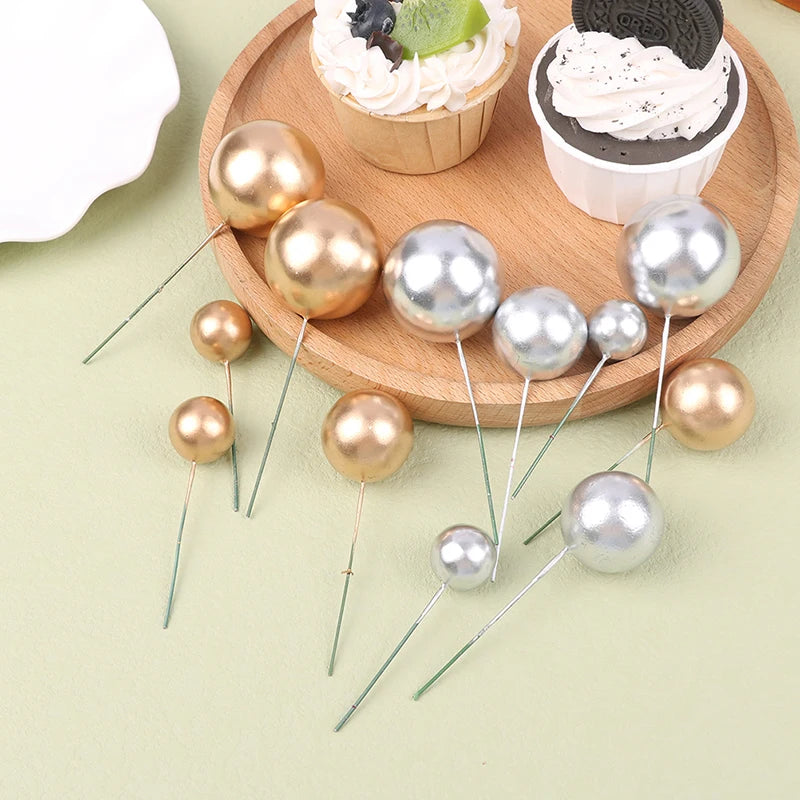 6Pcs/set Cake Ball Plug-ins Birthday Party Ball Cake Topper Creative Fruit Dessert Decor Insert Card Dessert Decoration Supplies