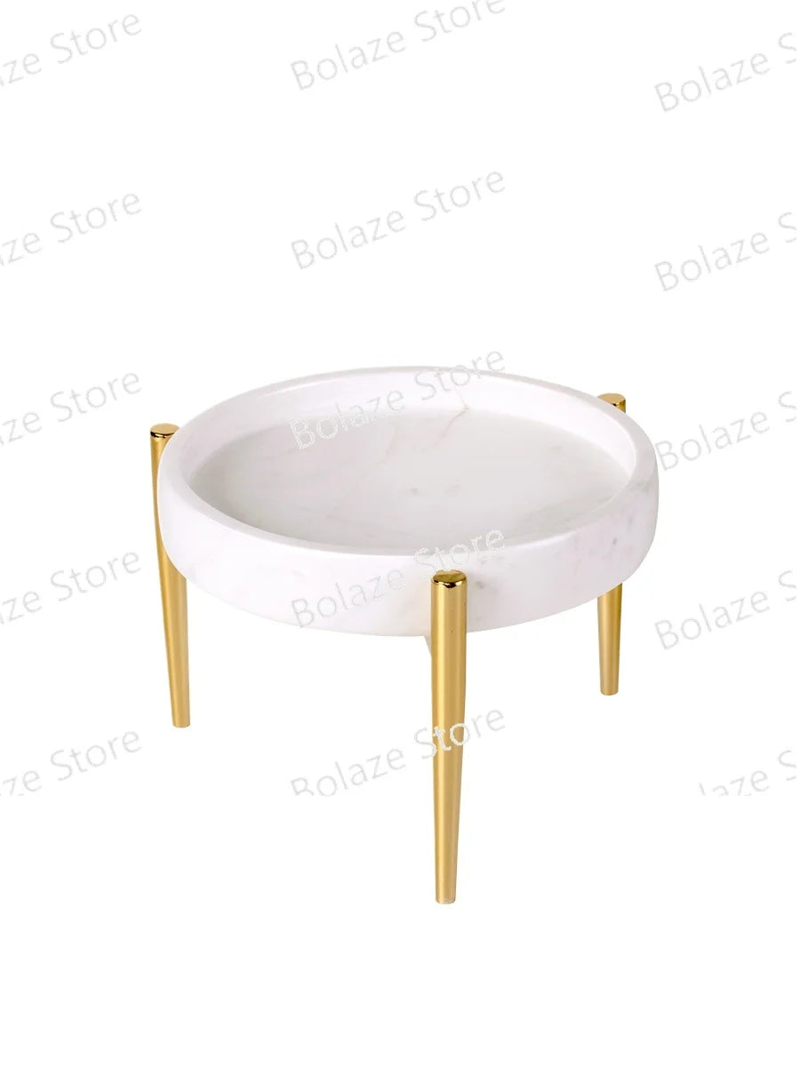 Cake Tray, Marble Fruit Plate, Home Housewarming Fruit Plate, European Style KTV Table Supplies, Afternoon Tea, Snack Rack