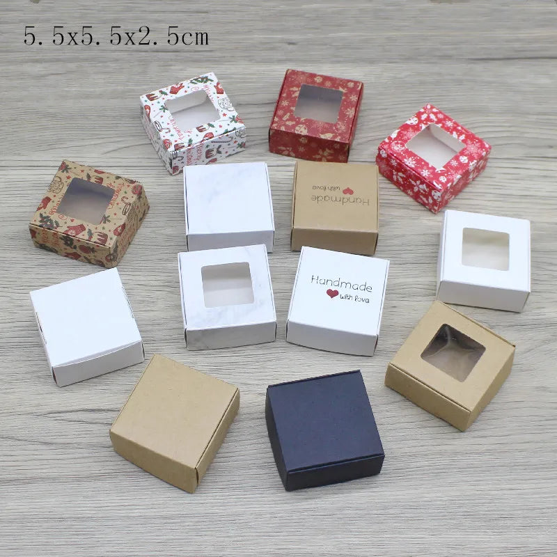 10pcs Kraft Paper Gift Boxes (5.5×5.5×2.5cm) – DIY Packaging for Christmas, Candy & Party Favors