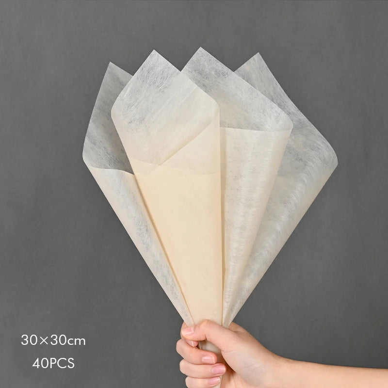 40pcs Cotton Flower Wrapping Paper – Bouquet Liner Sheets for Florist, Wedding & Birthday Gifts