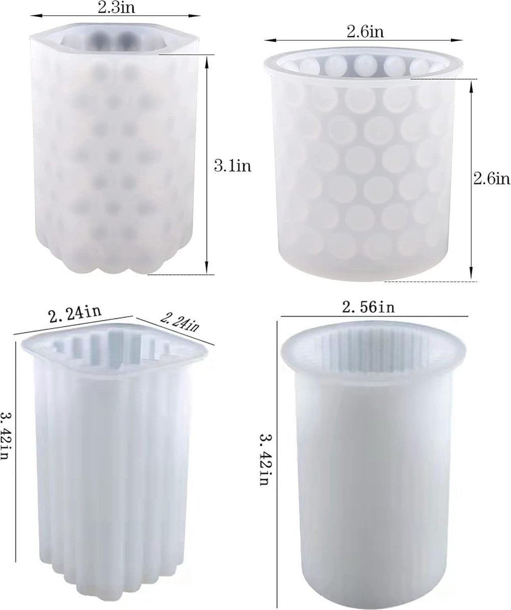4 pieces - Candle mold - molds - candle mold - candle molds silicone - silicone molds - white - Cylindrical and Cube - different shapes - Hobby tools - for candle and plaster making