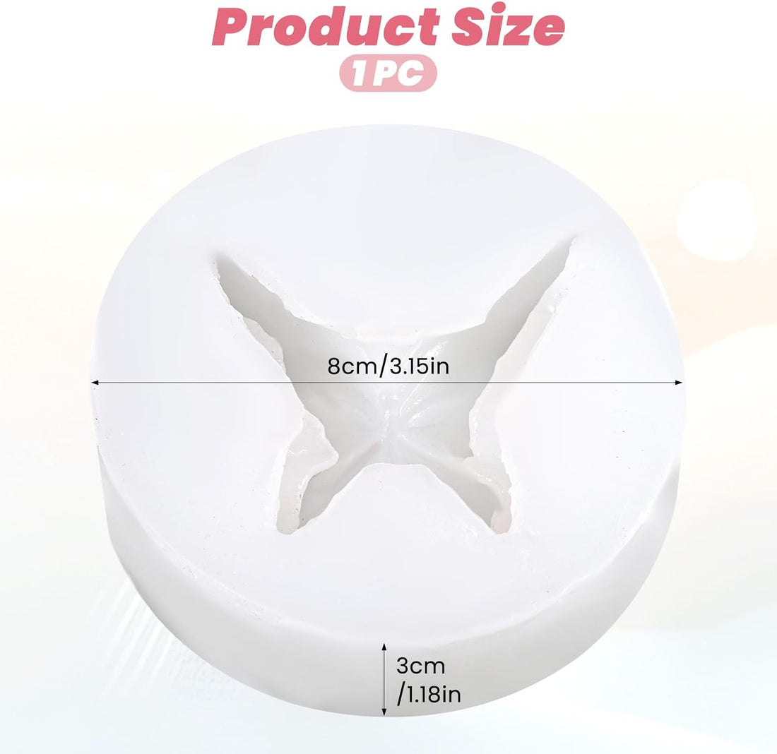 3D Flower Butterfly Silicone Molds, Butterfly Chocolate Fondant Soap Mold Double Layered Epoxy Resin Molds for Candy, DIY Scented Candles, Plaster, Cake Decorating and Crafts (White)